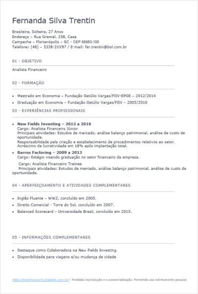Modelo de Currículo Pronto para Preencher
